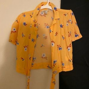 Tie front yellow crop top